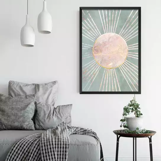 Rayons de soleil vert sauge - Affiches art