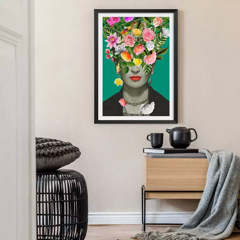 Frida fleurie - affiche de fleurs