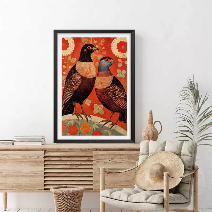 Oiseaux nostalgiques - affiche retro vintage