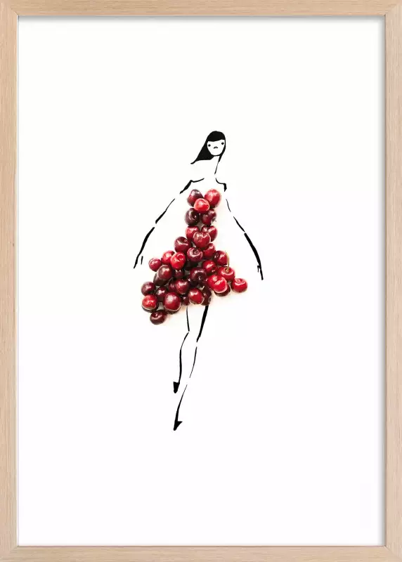 Dessin Original Gouache Cerise Projet Publicité Années 1950 - Style Art Nouveau, œuvre D'art