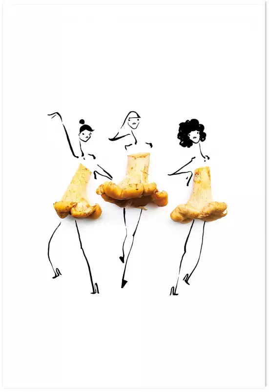 Champignons en folie - affiche cuisine humour