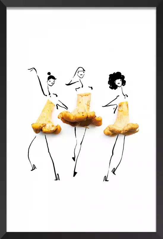 Champignons en folie - affiche cuisine humour