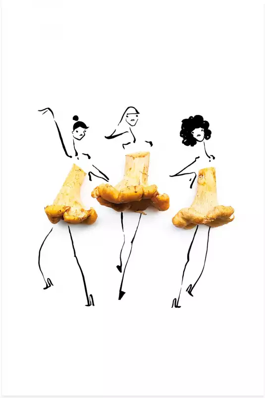 Champignons en folie - affiche cuisine humour