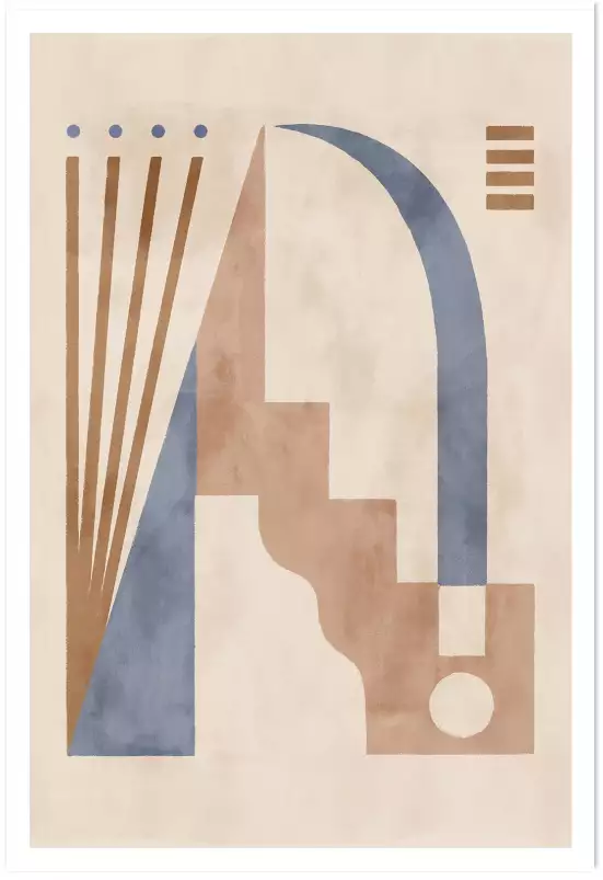 Pièce II en bleu - affiche art geometrique