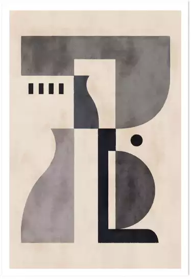 Pièce I en gris - affiche art geometrique