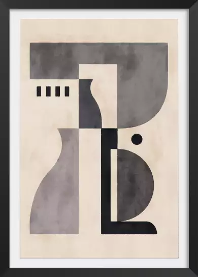 Pièce I en gris - affiche art geometrique