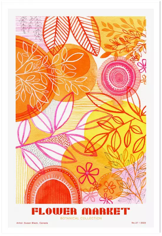 Flower market orange - affiche de fleurs