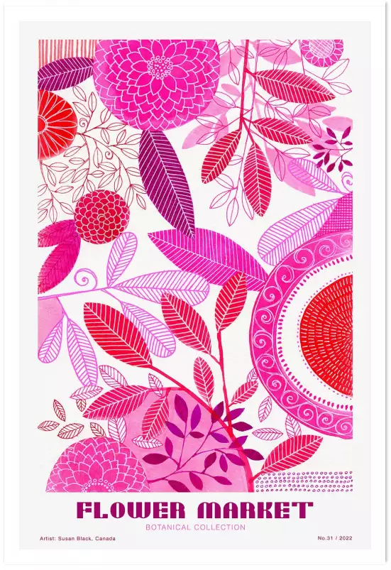 Flower market pinky - affiche de fleurs