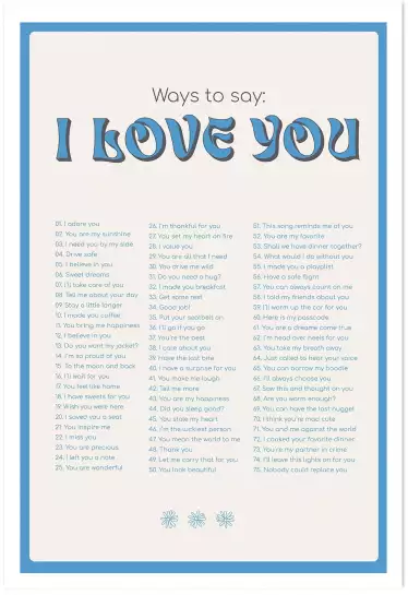 Poème I love you my blue - citation affiche
