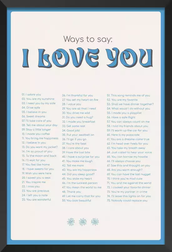 Poème I love you my blue - citation affiche