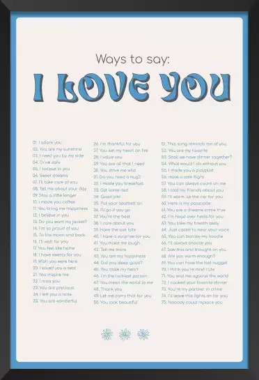 Poème I love you my blue - citation affiche