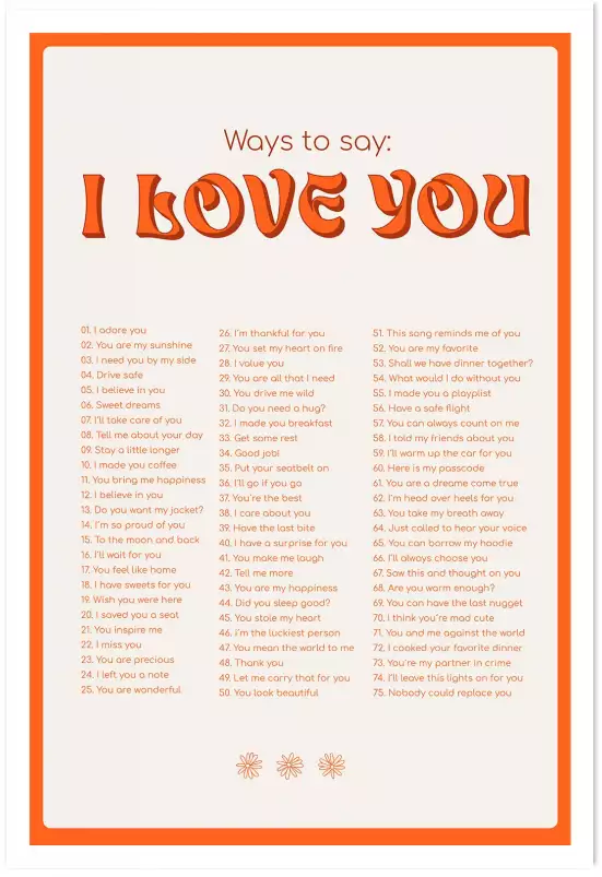 Poème I love you my orange - citation affiche