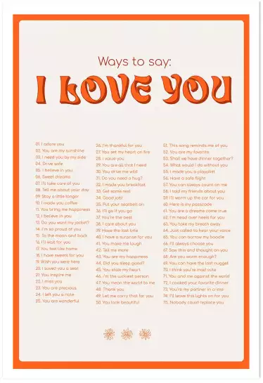 Poème I love you my orange - citation affiche
