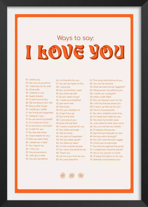 Poème I love you my orange - citation affiche