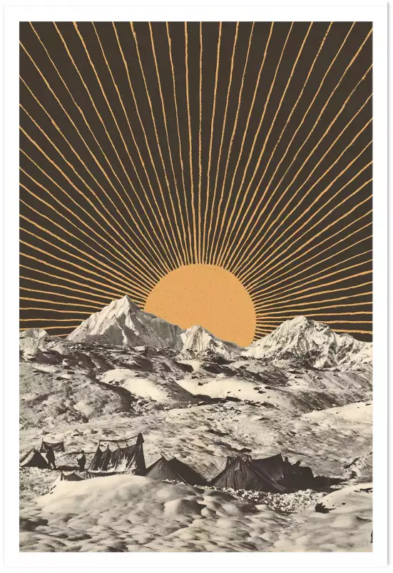 Camp au sommet - affiche montagne