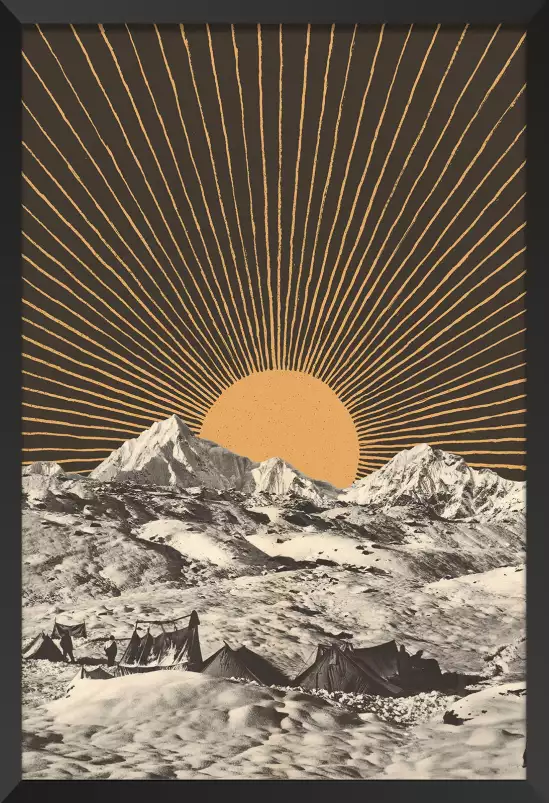 Camp au sommet - affiche montagne