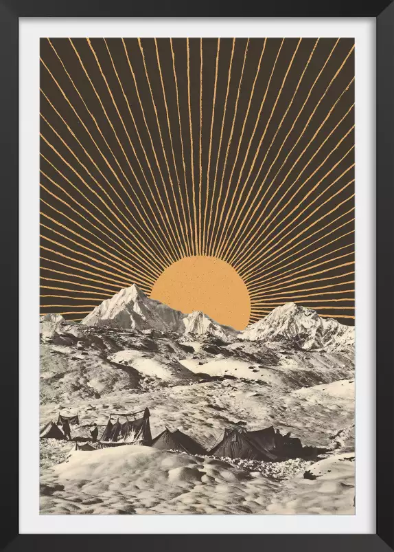 Camp au sommet - affiche montagne