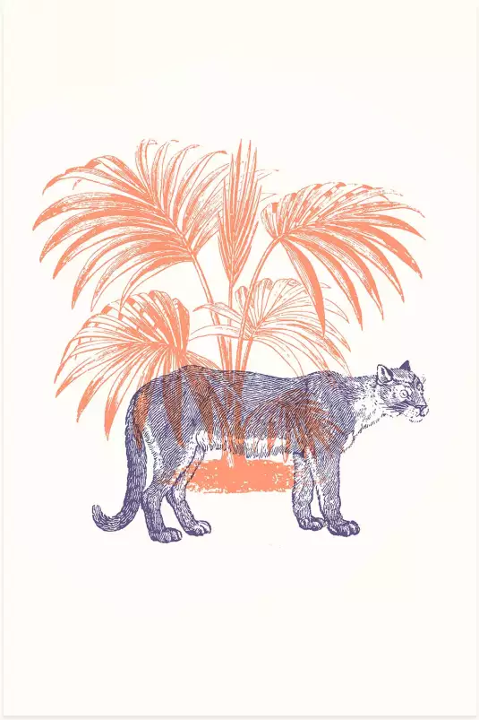 Tigre et bambous - affiche tigre