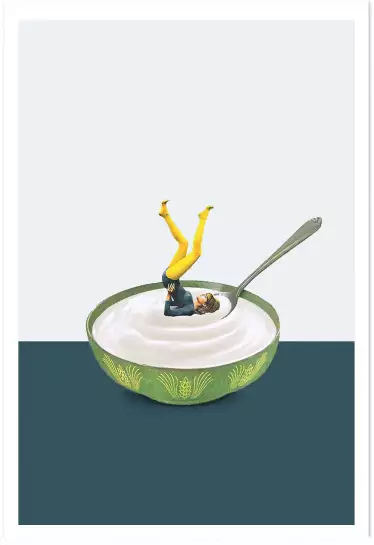 Yoga dans mon yaourt - affiche cuisine humour