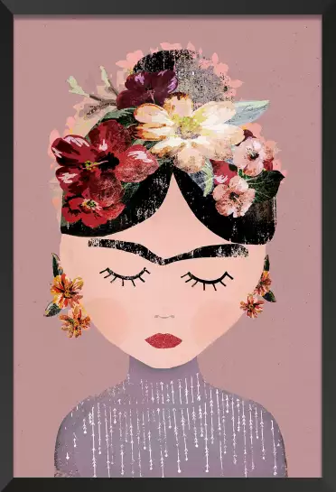 Frida en pastel - affiche de fleurs