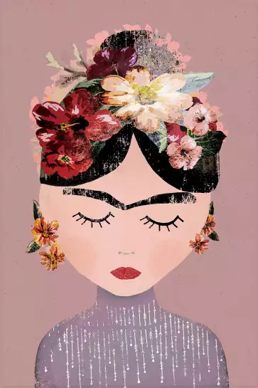Frida en pastel - affiche de fleurs