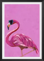 Flamant rose métallisé magenta - affiche oiseaux