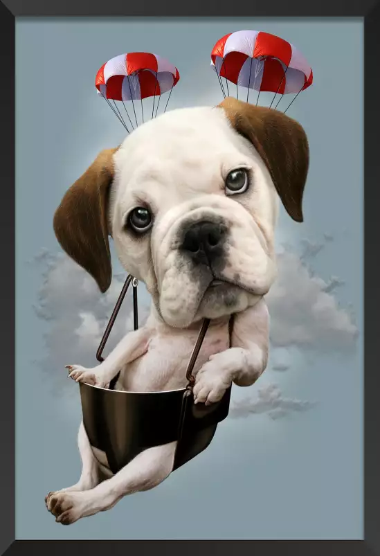 Chiot sur parachute - poster enfant