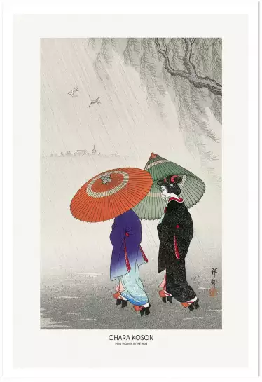 Deux femmes sous la pluie - deco murale japonaise