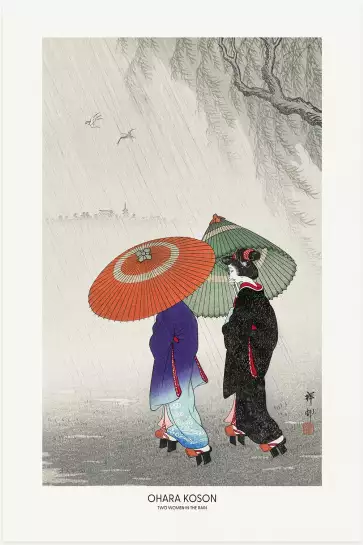 Deux femmes sous la pluie - deco murale japonaise