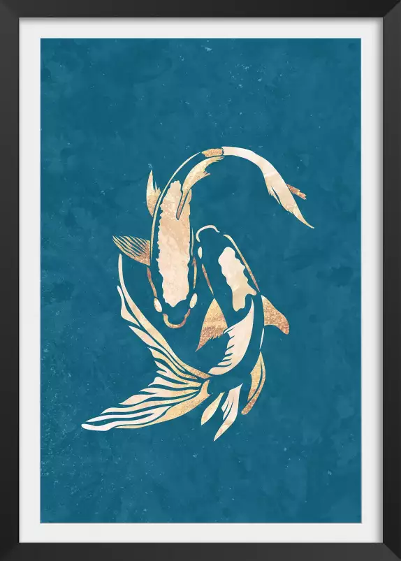 Poisson koï bleu doré - affiche poisson