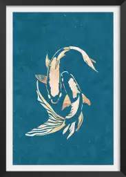 Poisson koï bleu doré - affiche poisson