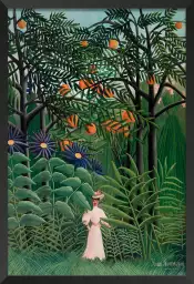 Femme se promenant dans une foret exotique - douanier rousseau jungle