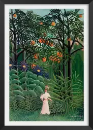 Femme se promenant dans une foret exotique - douanier rousseau jungle