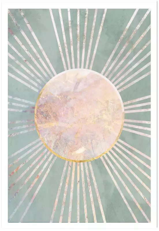 Rayons de soleil vert sauge - Affiches art