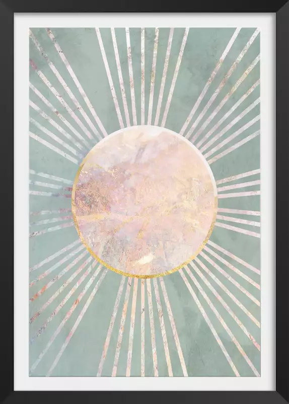 Rayons de soleil vert sauge - Affiches art