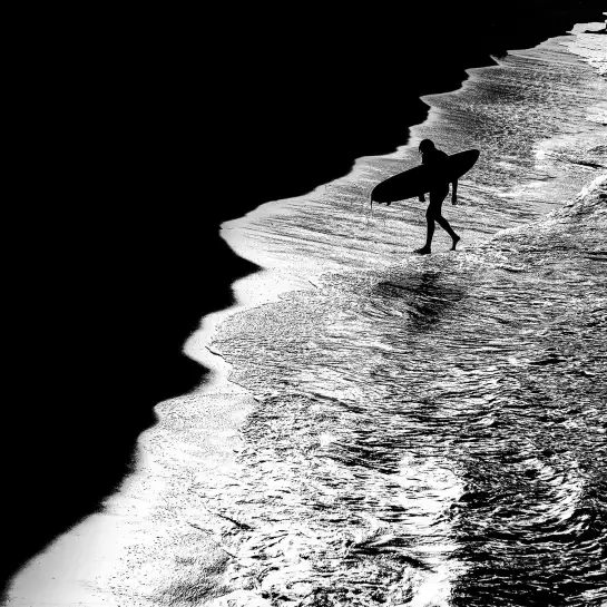 Surf au clair de lune - poster surfeur