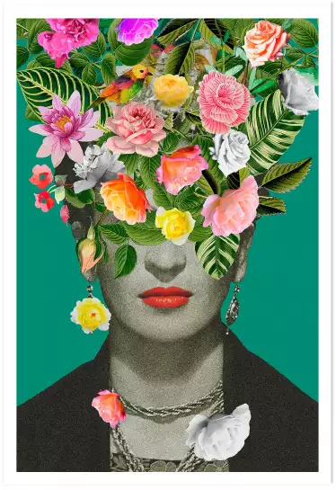 Frida fleurie - affiche de fleurs