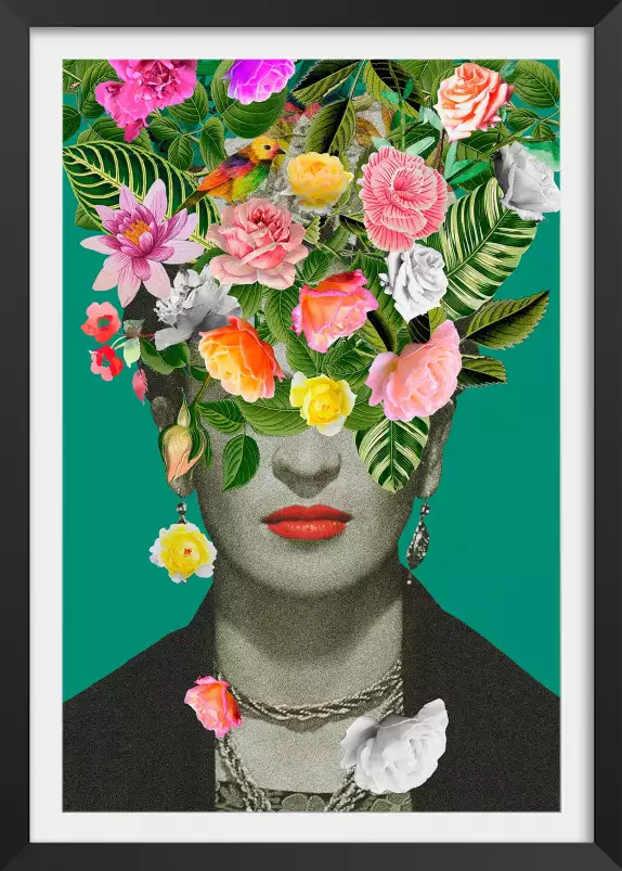 Frida fleurie - affiche de fleurs