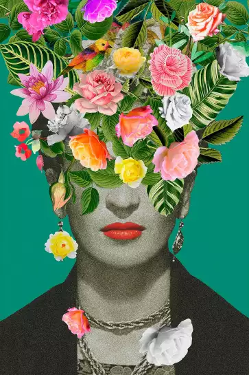 Frida fleurie - affiche de fleurs