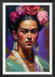 Portrait de Frida - affiche de fleurs