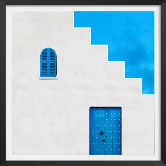 Affiche paysage vacances bleu grec
