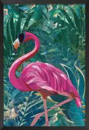 Balade du flamant rose - affiche oiseaux tropicaux