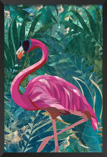 Balade du flamant rose - affiche oiseaux tropicaux