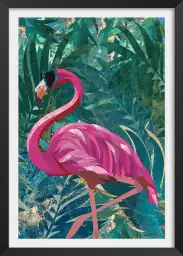 Balade du flamant rose - affiche oiseaux tropicaux