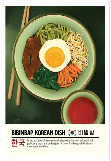 Bibimbap - affiche cuisine originale