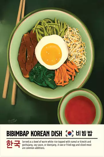 Bibimbap - affiche cuisine originale