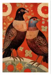 Oiseaux nostalgiques - affiche retro vintage