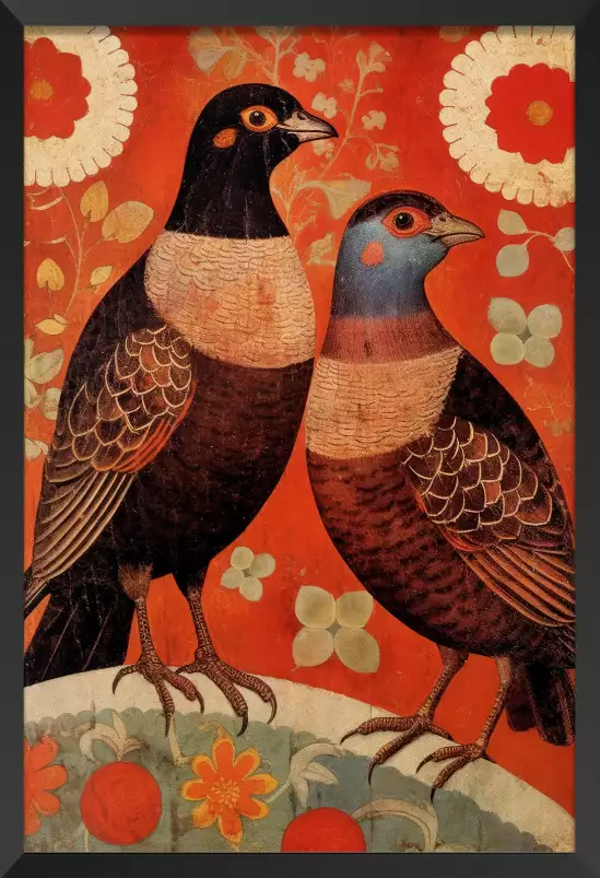 Oiseaux nostalgiques - affiche retro vintage