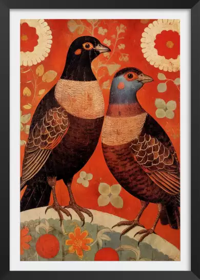 Oiseaux nostalgiques - affiche retro vintage