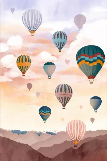 Ciel de montgolfière - affiche chambre enfant